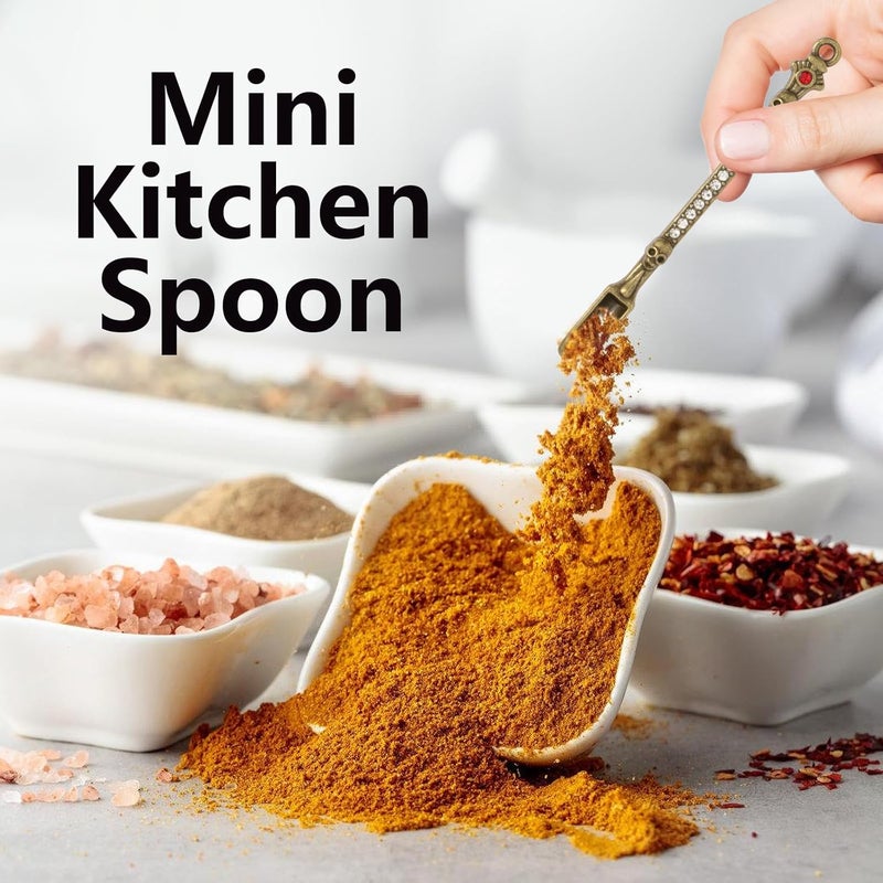 Asanta 5 PCS Mini Spoons, Small Shovel Spoons, 3.22 Inch Metal Tiny Spoon for Spices, Salt, Sugar, Pepper (Skull, Multicolor) - Image 4